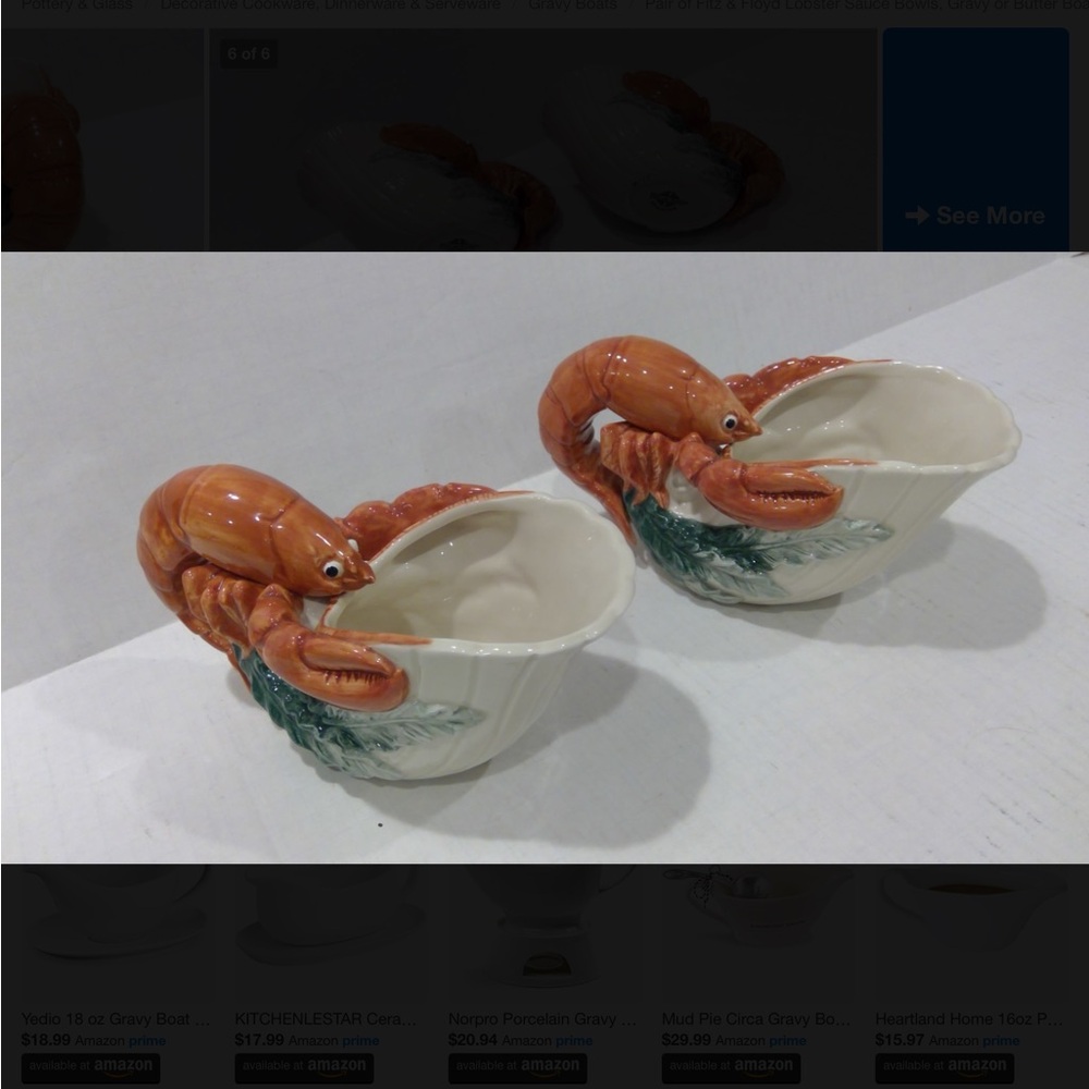Fitz and Floyd Ceramic Lobster Pitcher Set. Set of 2 - Picture 9 of 9